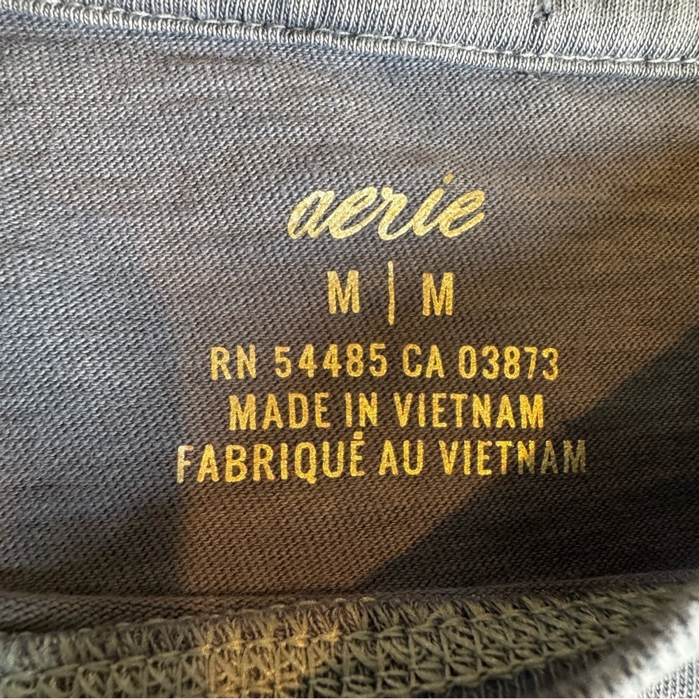 Aerie Boxy Blue Oversized Cropped Distressed Crewneck Tee - Picture 2 of 8
